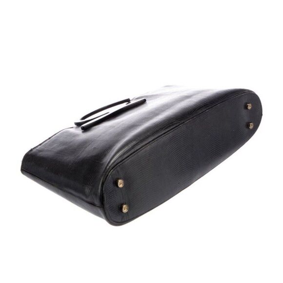 genny italy Authentic Lizard Leather Solid Black Shoulder Bag - Picture 5 of 9